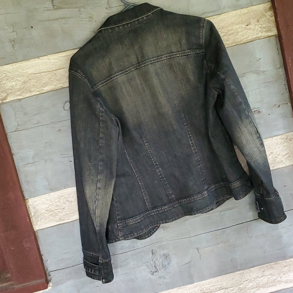 SIZE 10 TALBOTS BLACK WASHED OUT JEAN JACKET - Picture 7 of 9